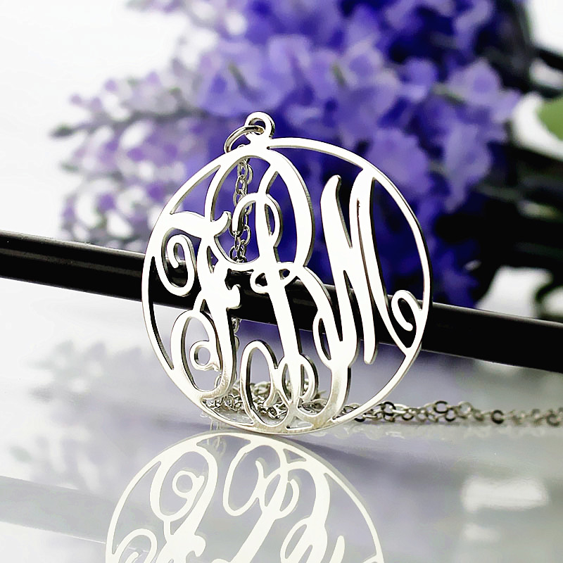 Personalised circle initial monogram necklace product image