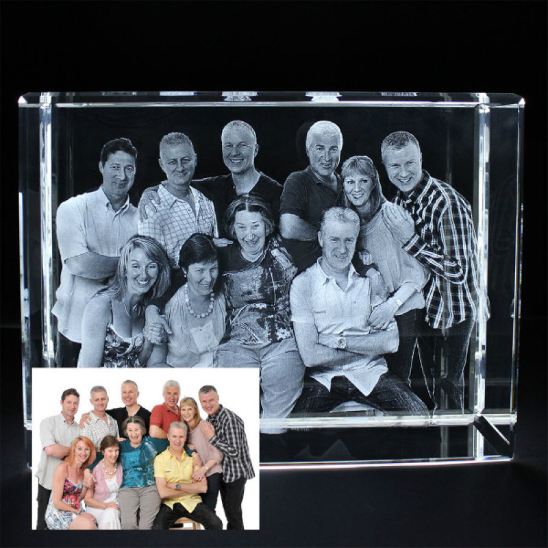 Multiple People Photo Engraved Crystal Crystal with photo engraving for multiple people