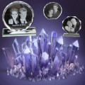 Circle Crystal with Three Photos Circular crystal displaying three engraved photos