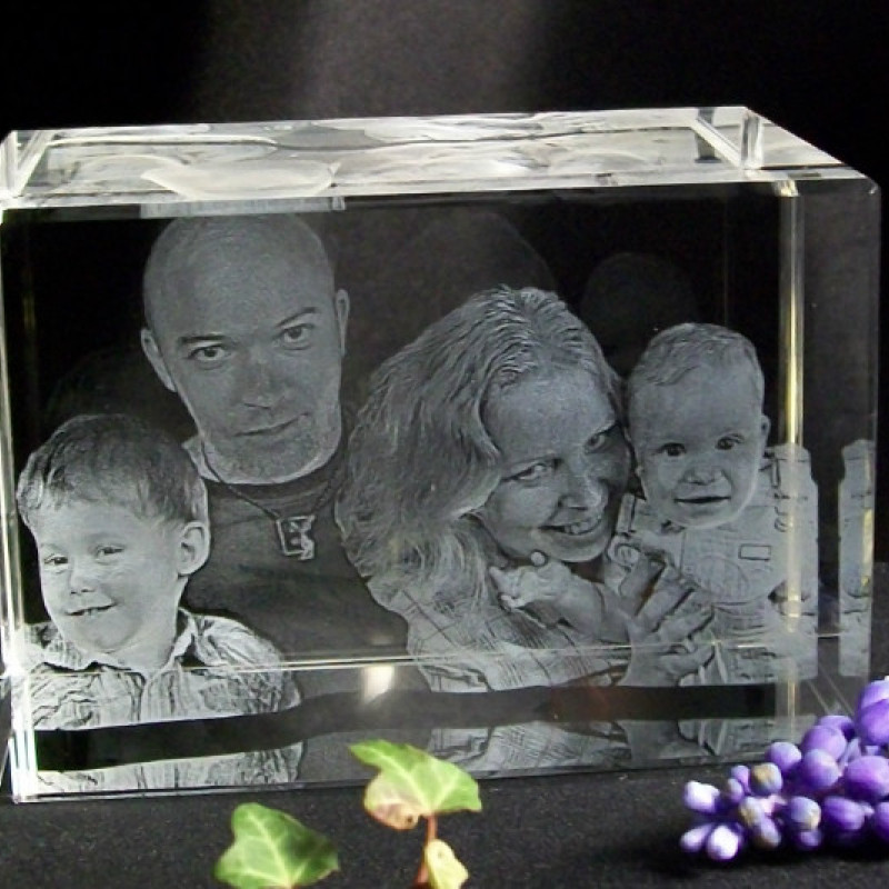Family Photo Engraved Crystal Crystal with family photo engraving