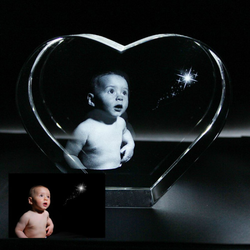 Heart Crystal 3D Photo Engraving Heart crystal with 3D photo engraving