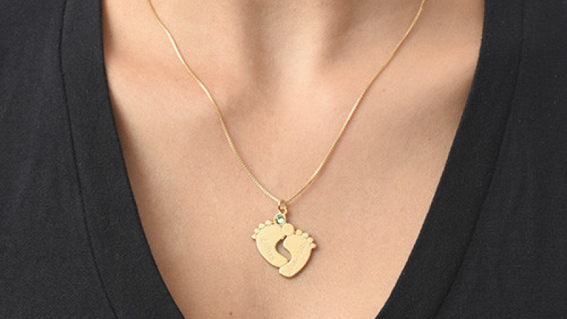 Gift Awesome Baby Feet Necklace Gifts To Mother of Twins