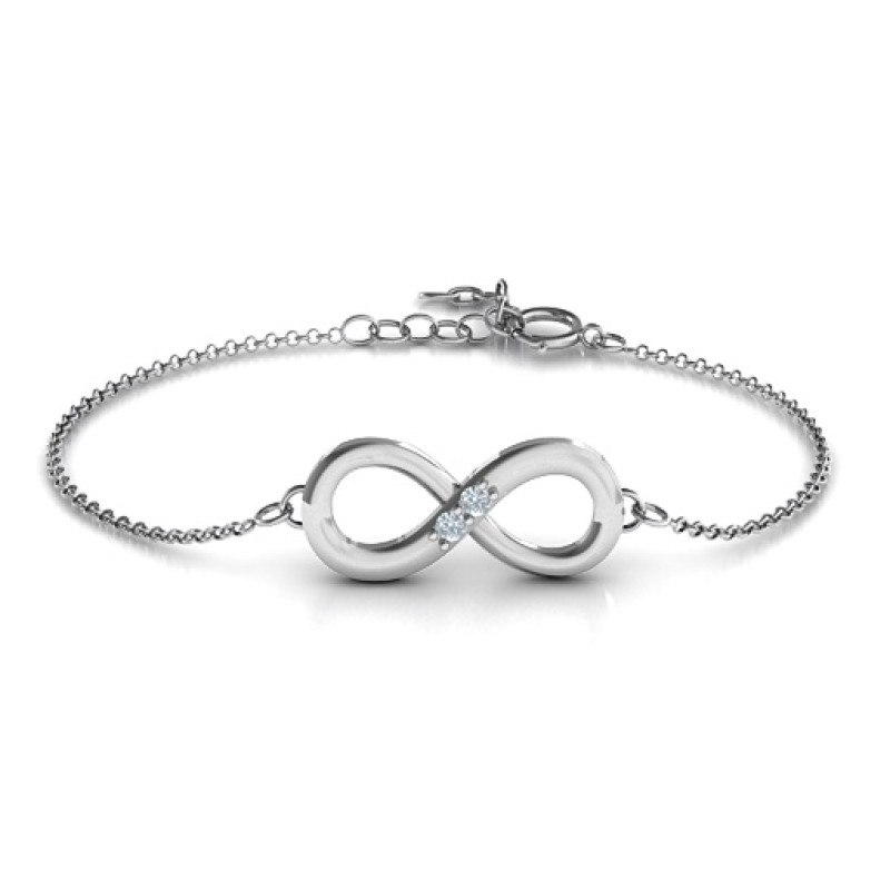 Personalised Twosome Infinity Bracelet Personalised Twosome Infinity Bracelet with two round stones
