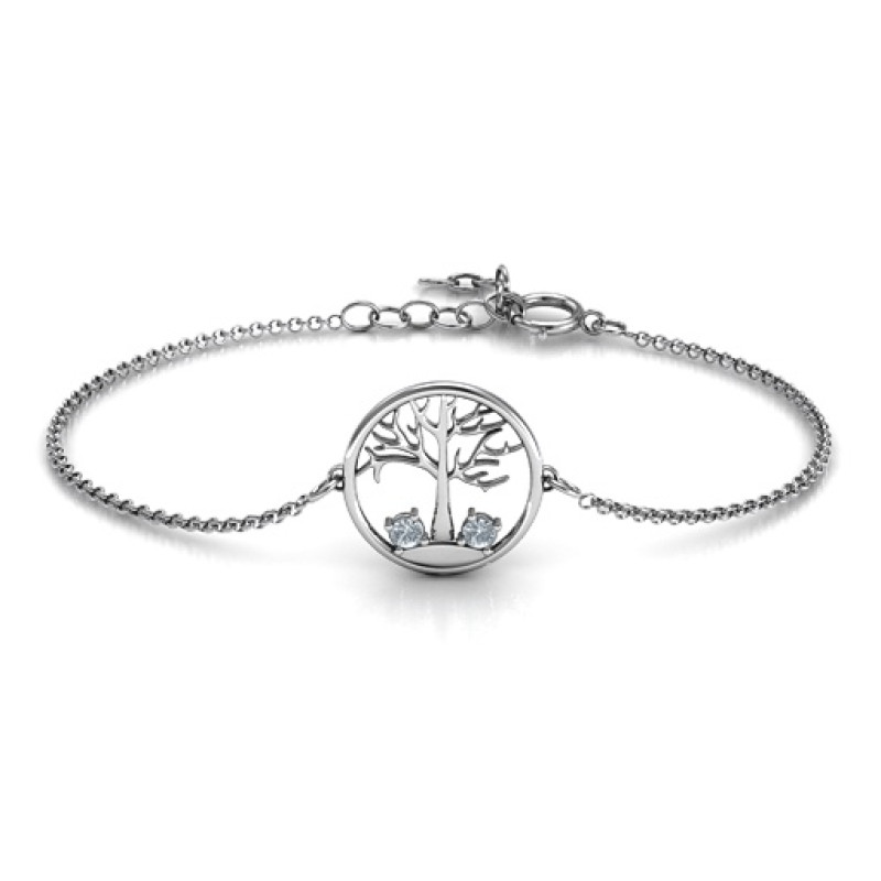 Personalised family tree bracelet with one to four stones