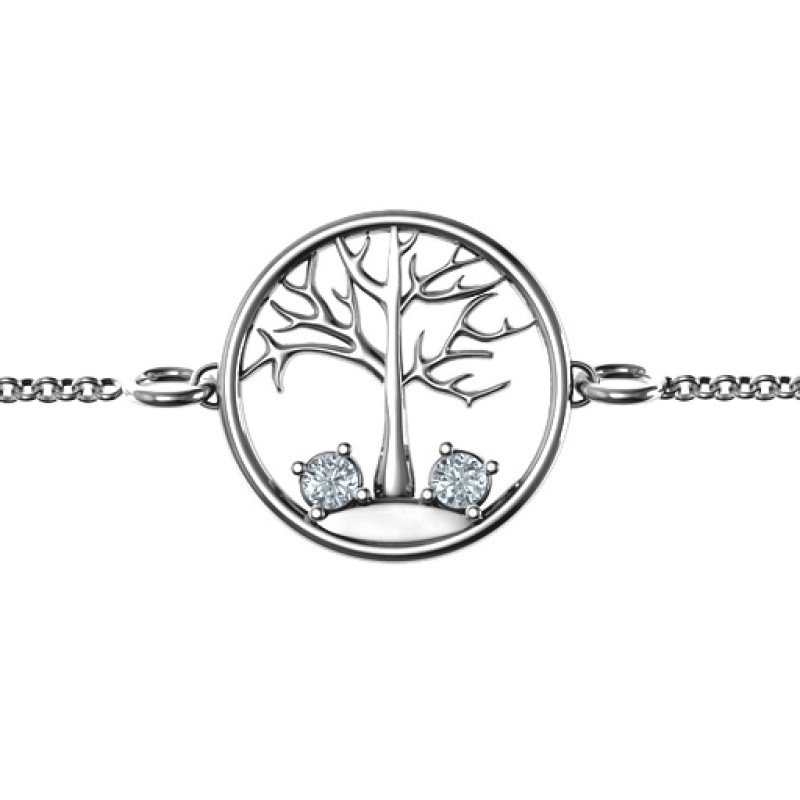 Personalised family tree bracelet with one to four stones