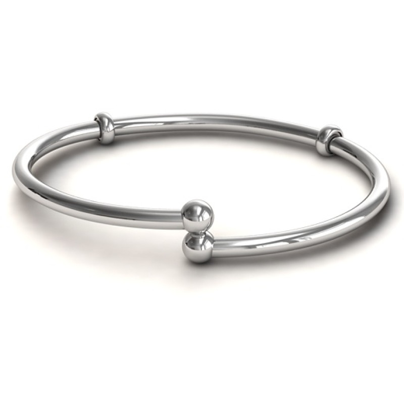 Personalised Silver Flex Bangle Charm Bracelet Personalised Silver Flex Bangle Charm Bracelet with screw-on end caps
