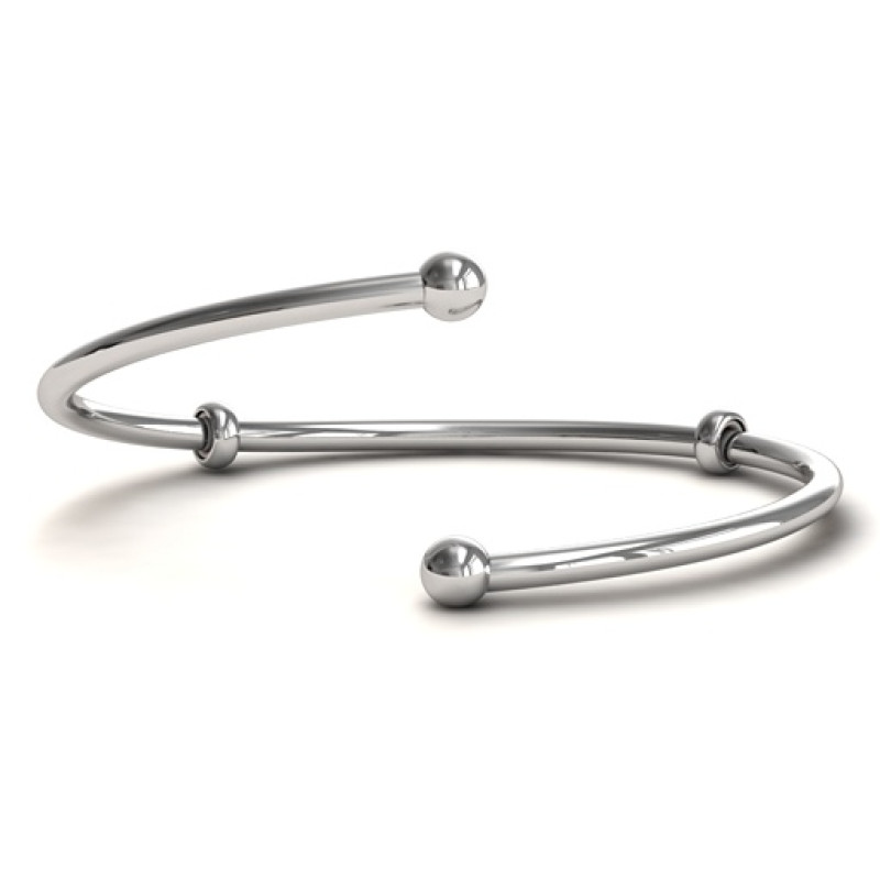 Personalised Silver Flex Bangle Charm Bracelet Personalised Silver Flex Bangle Charm Bracelet with screw-on end caps