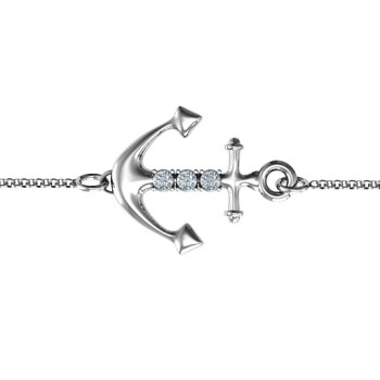 Personalised Anchor Bracelet with Three Stones Personalised Anchor Bracelet with Three Stones
