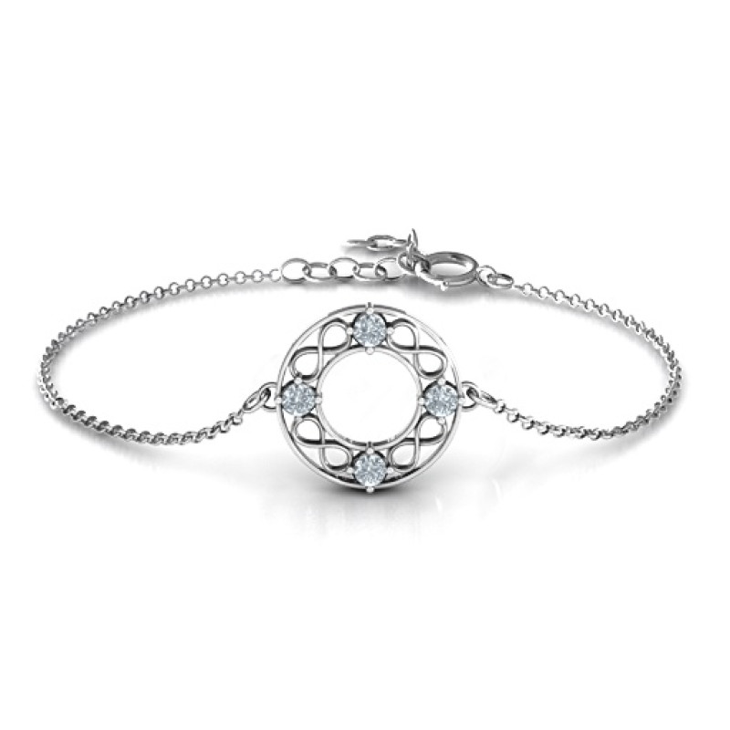 Personalised Circular Infinity Bracelet with four round stones