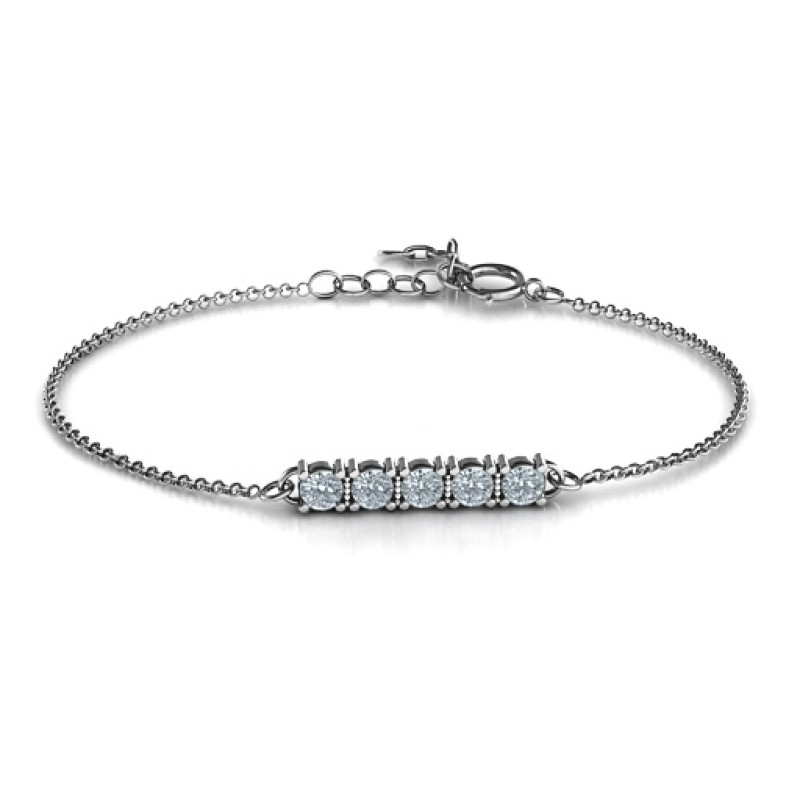 Personalised Classic 5 Birthstone Bracelet Personalised Classic 5 Birthstone Bracelet with five round stones