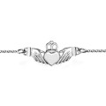925 sterling silver Claddagh heart bracelet with hands and crown charm