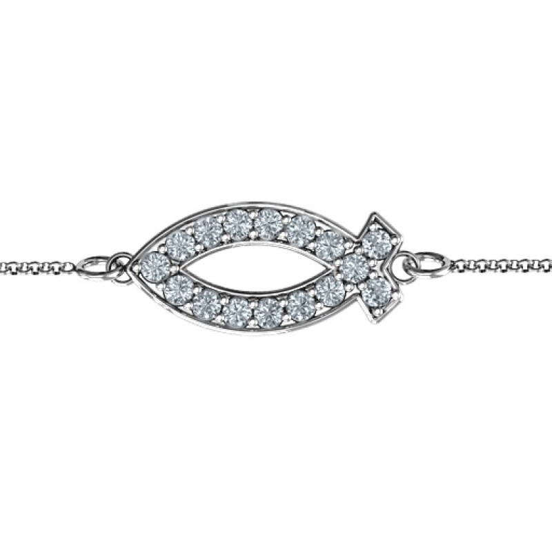 Personalised Classic Fish Bracelet with round stones
