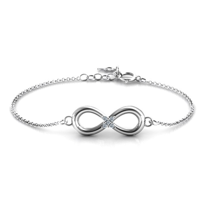 Personalised Classic Infinity Centre Accents Bracelet Personalised classic infinity bracelet with centre accent stones