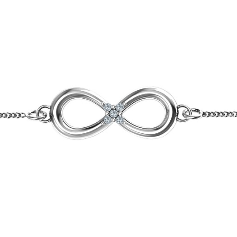 Personalised Classic Infinity Centre Accents Bracelet Personalised classic infinity bracelet with centre accent stones