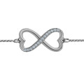 Personalised double heart infinity bracelet with accent stones
