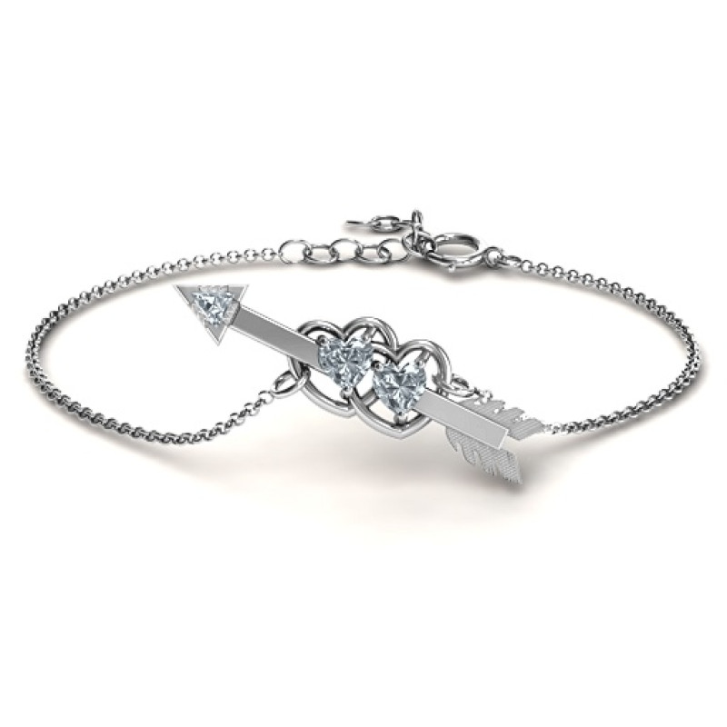 Double Heart and Arrow Promise Bracelet Double Heart and Arrow Promise Bracelet with two heart stones