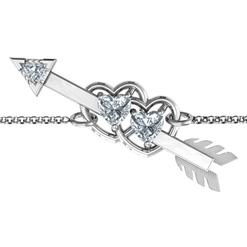 Double Heart and Arrow Promise Bracelet Double Heart and Arrow Promise Bracelet with two heart stones
