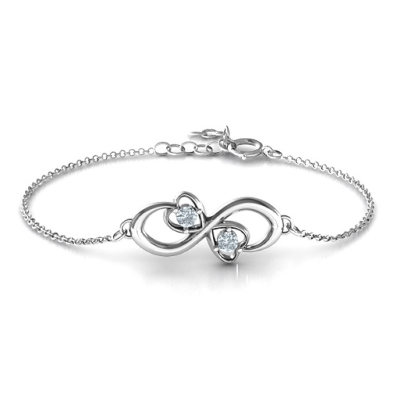Personalised Duo of Hearts and Stones Infinity Bracelet Personalised duo of hearts and stones infinity bracelet