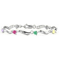 Personalised Engraved Bracelet with Heart-Cut Stones Personalised engraved bracelet with one to eight heart-cut stones