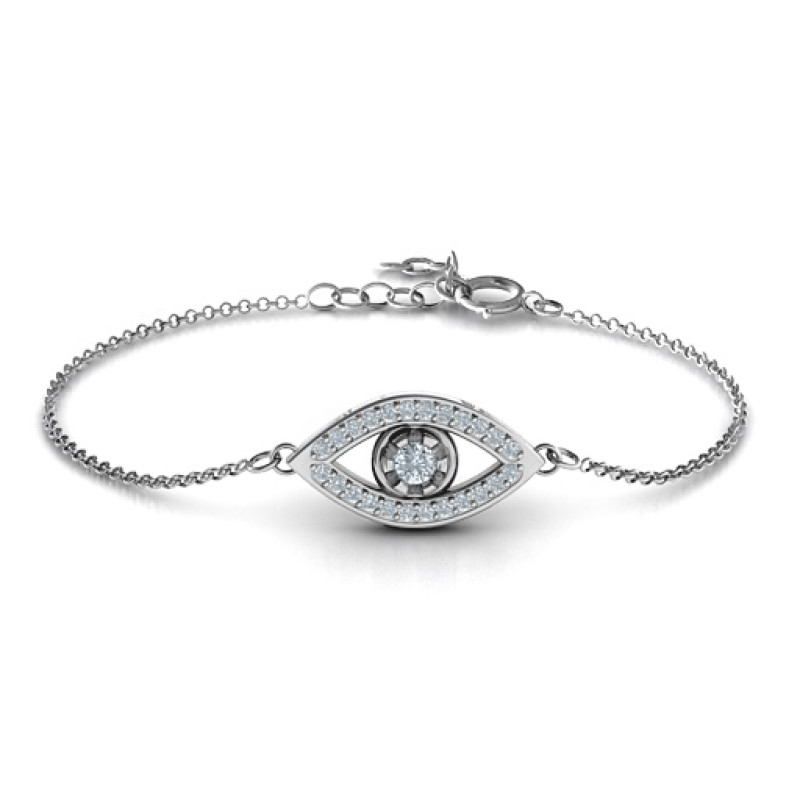 Personalised evil eye bracelet with stone accents