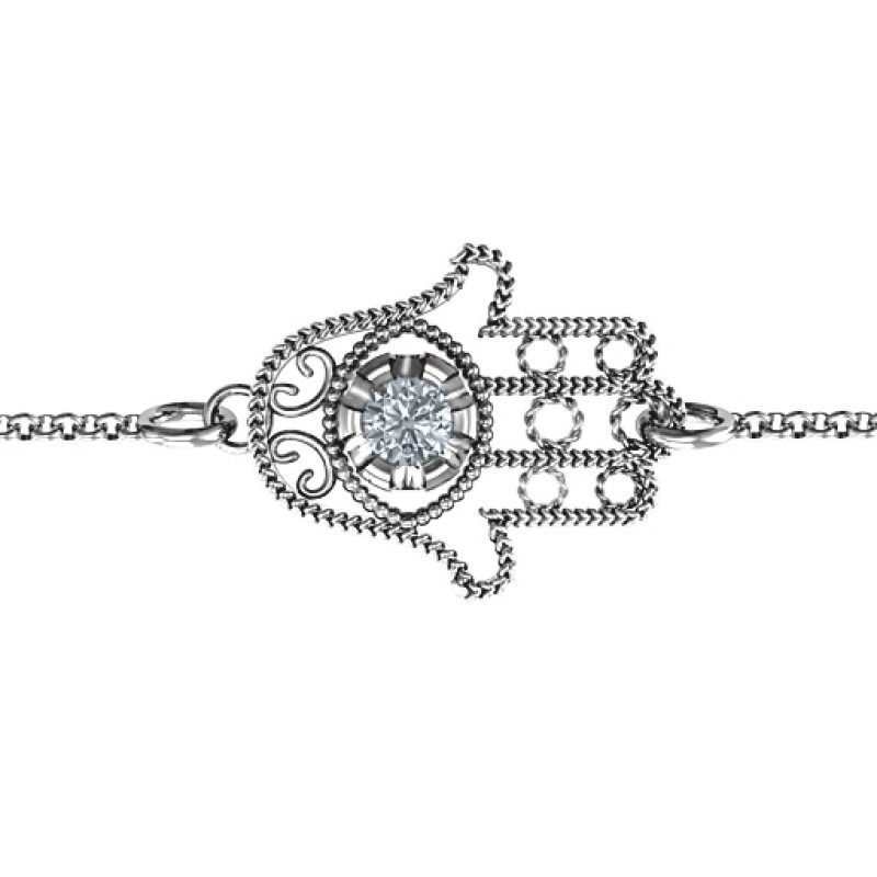 Personalised Horizontal Hamsa Bracelet Personalised horizontal Hamsa bracelet with a round stone
