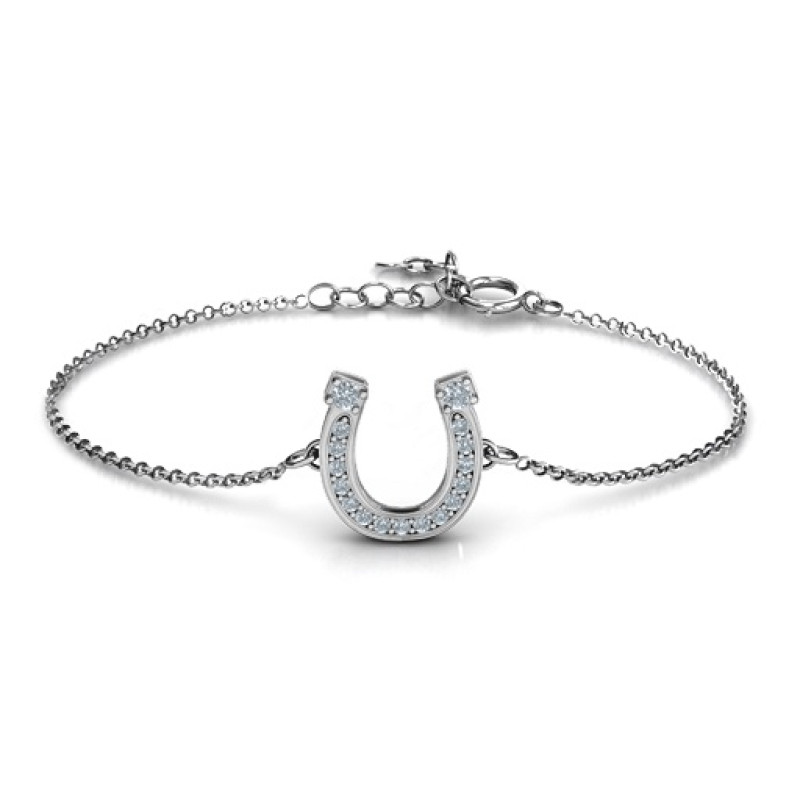 Horseshoe Bracelet with Two Stones and Accents Personalised horseshoe bracelet with two stones and accent stones