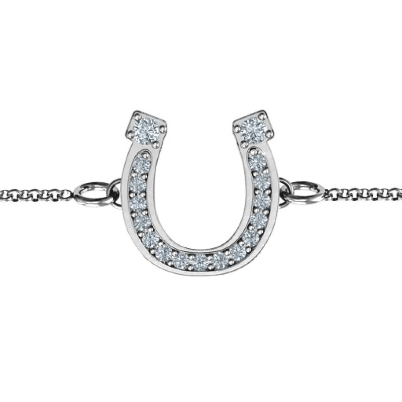 Horseshoe Bracelet with Two Stones and Accents Personalised horseshoe bracelet with two stones and accent stones