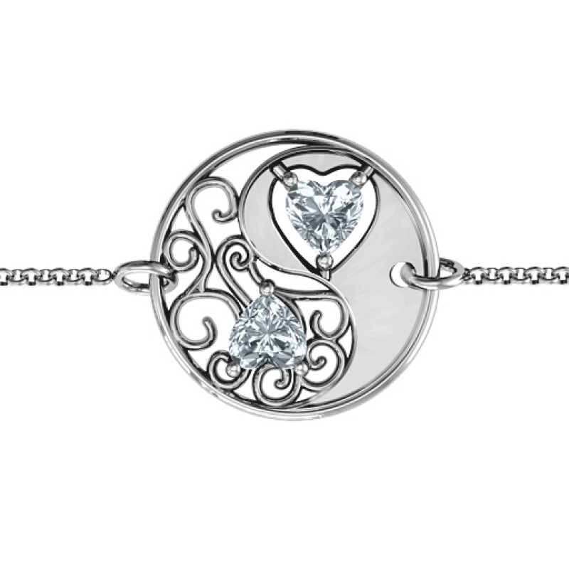 Personalised Love, Life and Balance Bracelet with yin yang heart design