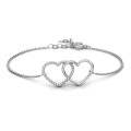 Personalised Opposites Attract bracelet with two interlocked hearts