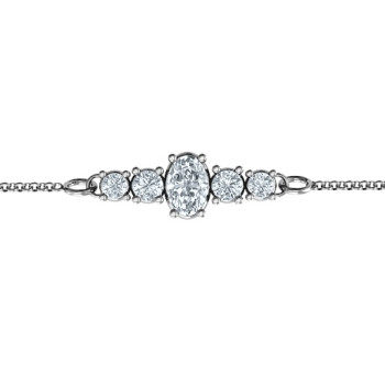 Oval Centre with 4 Side Round Stones Bracelet
