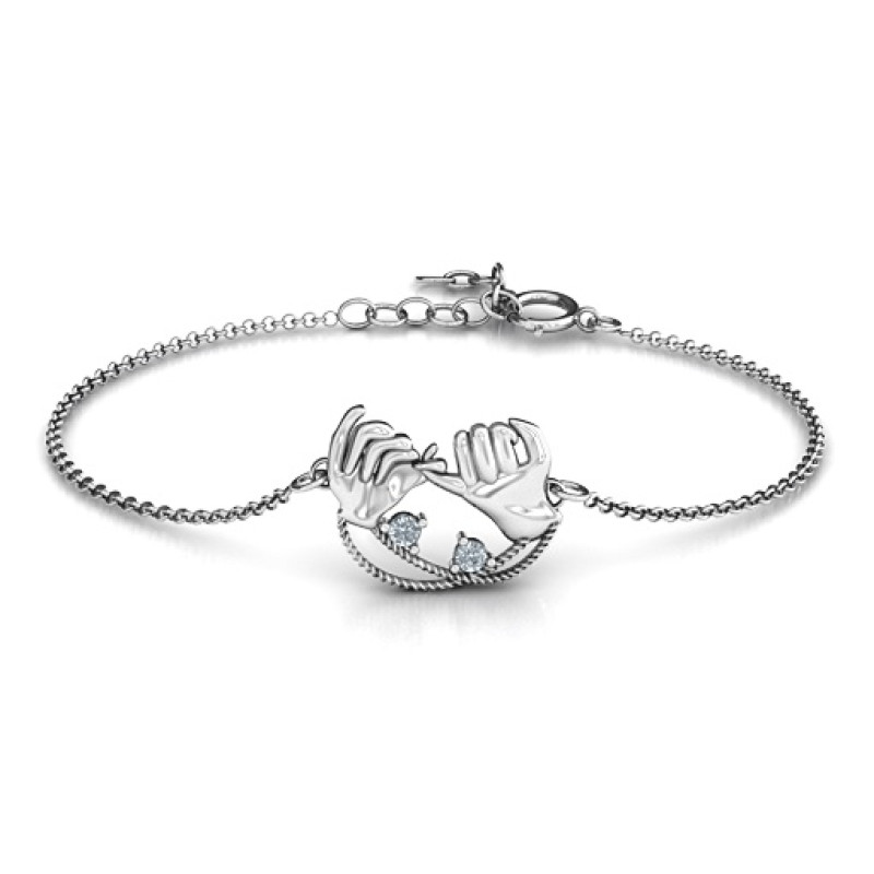 Personalised Pinky Swear Promise Bracelet Personalised Pinky Swear Promise bracelet with a two-stone centre piece