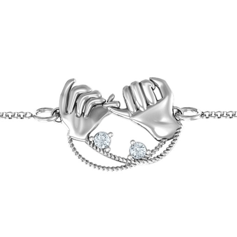 Personalised Pinky Swear Promise Bracelet Personalised Pinky Swear Promise bracelet with a two-stone centre piece