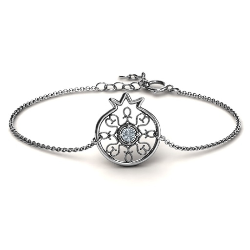 Personalised Pomegranate Filigree Bracelet Personalised pomegranate bracelet with filigree detail