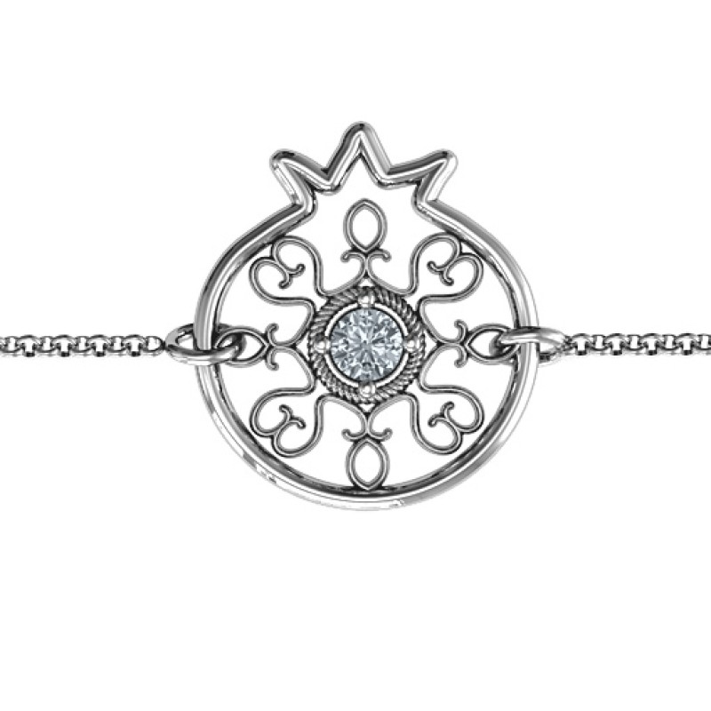 Personalised Pomegranate Filigree Bracelet Personalised pomegranate bracelet with filigree detail