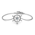 Personalised Ship's Wheel Bracelet with round centre stone