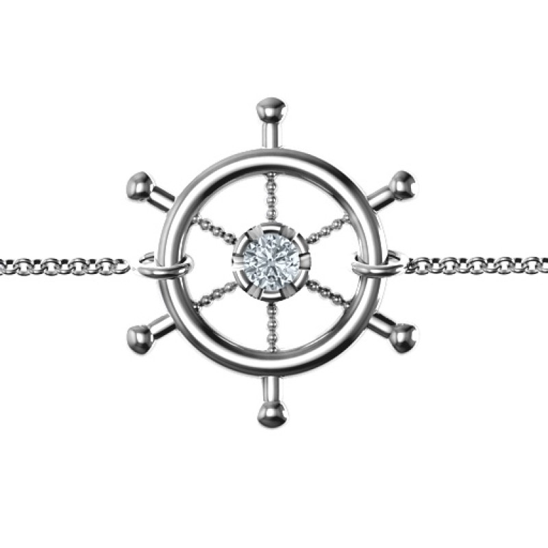 Personalised Ship's Wheel Bracelet with round centre stone