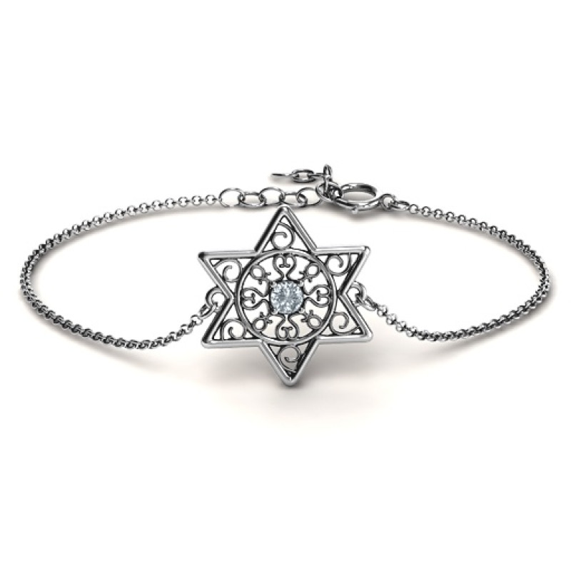 Personalised Star of David Filigree Bracelet Personalised Star of David bracelet with a filigree centrepiece