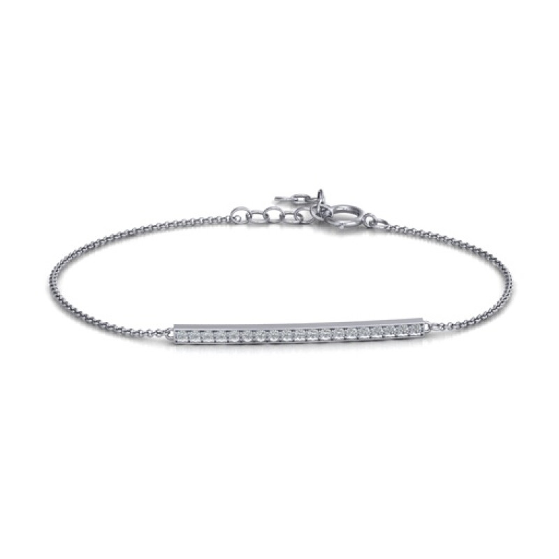 Sterling silver beaming bar bracelet with cubic zirconia accent stones