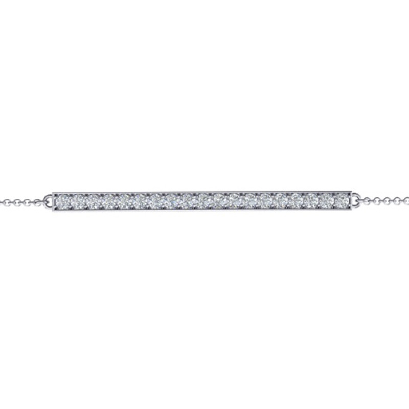 Sterling silver beaming bar bracelet with cubic zirconia accent stones