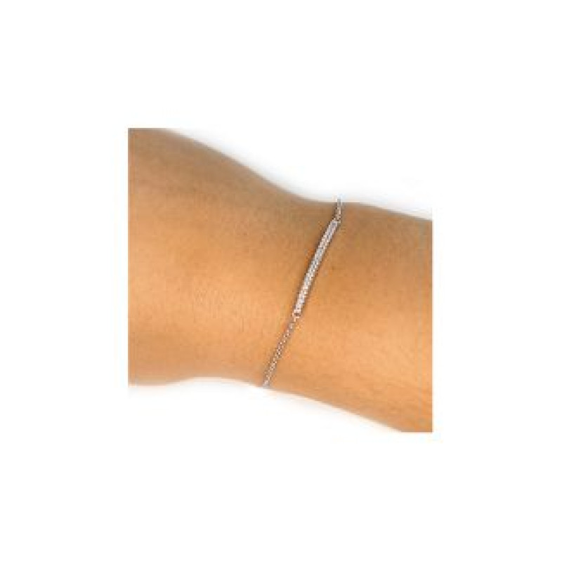 Sterling silver beaming bar bracelet with cubic zirconia accent stones