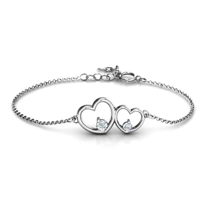 Neatie double heart bracelet with two stones