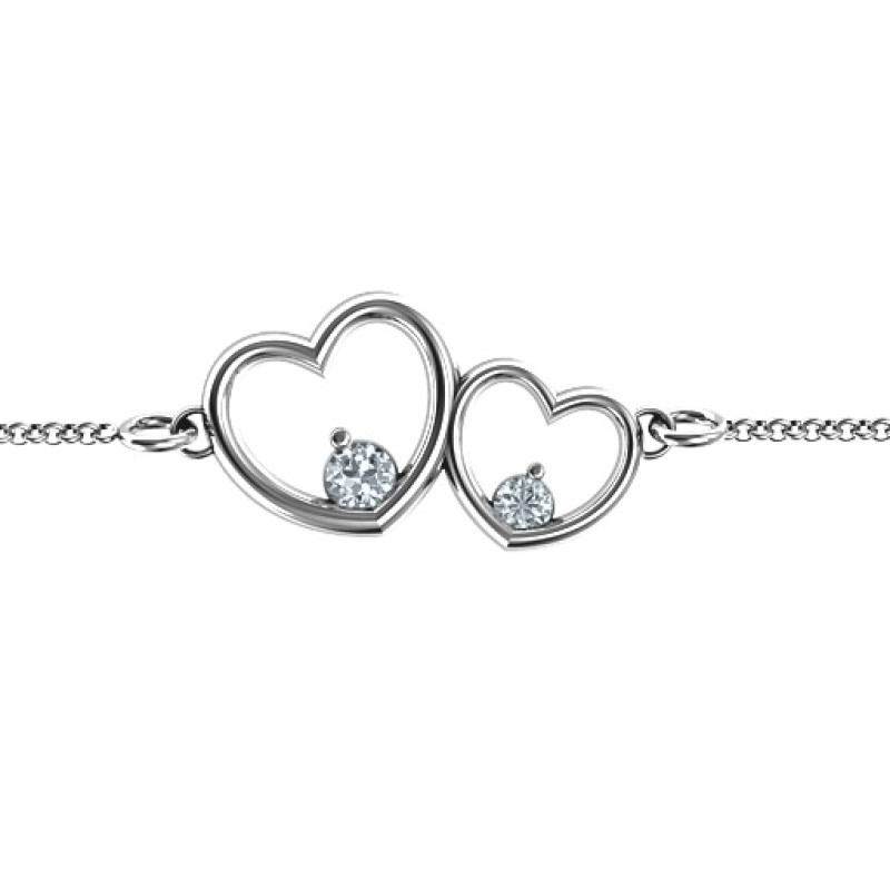 Neatie double heart bracelet with two stones