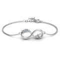 Personalised Double Love Infinity Bracelet Double Love Infinity Bracelet with two interlocking hearts and two round stones