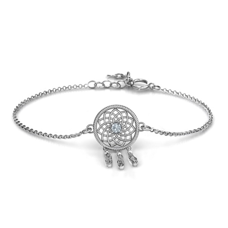 Personalised dream catcher bracelet with centre stone