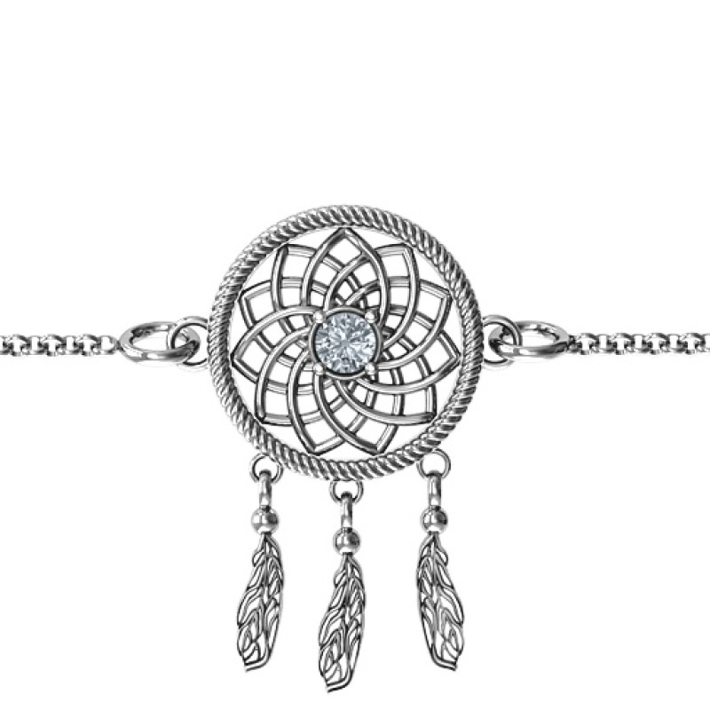 Personalised dream catcher bracelet with centre stone