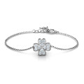 Four Leaf Heart Clover Bracelet Four leaf heart clover bracelet with round stones