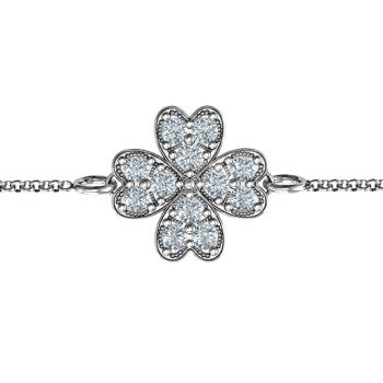 Sterling Silver Four Leaf Heart Clover Bracelet Sterling Silver Four Leaf Heart Clover Bracelet