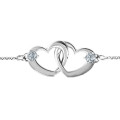 Interlocking Heart Promise Bracelet with Two Stones Personalised interlocking heart promise bracelet with two stones