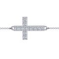 Sterling Silver Cross Bracelet with Cubic Zirconia Sterling silver cross bracelet with cubic zirconia accent stones