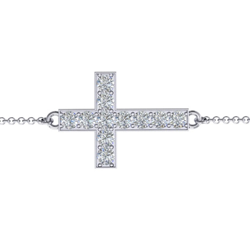 Sterling Silver Cross Bracelet with Cubic Zirconia Sterling silver cross bracelet with cubic zirconia accent stones
